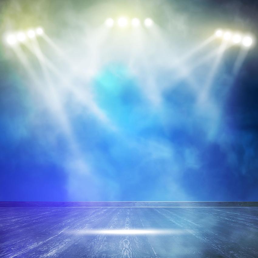 Stage Blue Lights Smog Performance Show Backdrop