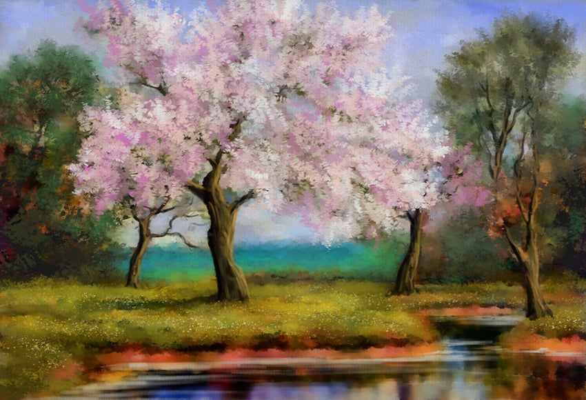 Peinture à l'aquarelle Toile de Fond de Scène de Printemps SH-885