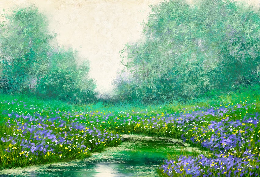 Green Spring Tree River Forest Backdrop for Photo Shoot