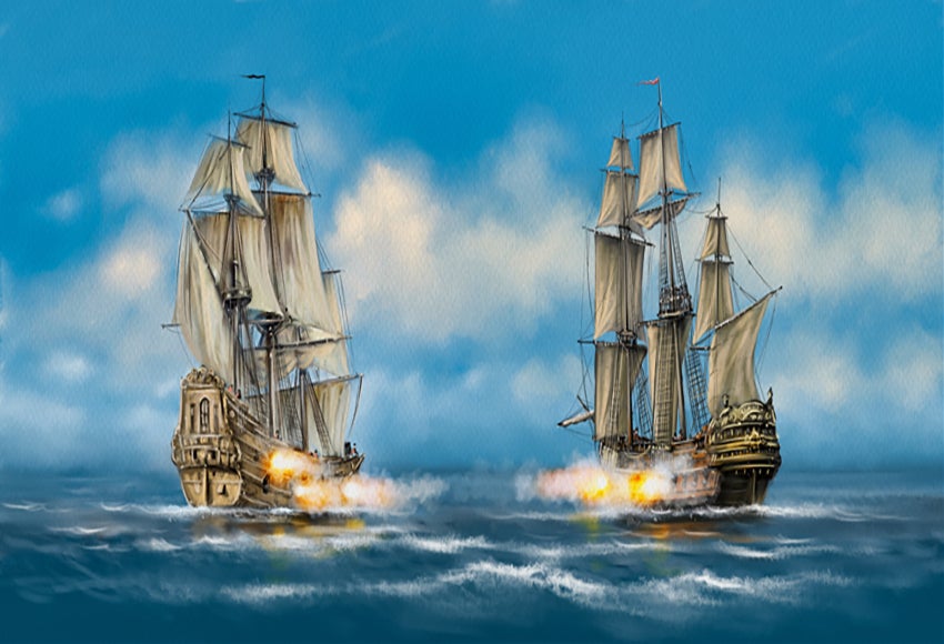 Naval Battle Batleship Sea Backdrop for Photography
