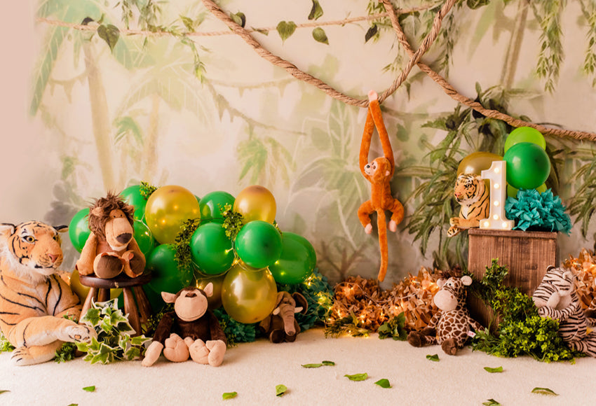Safari Animal 1st irthday Backdrop for Photos