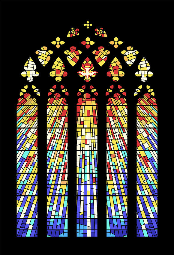 Toile de Fond de Vitrail d'Église Ancienne SH-999