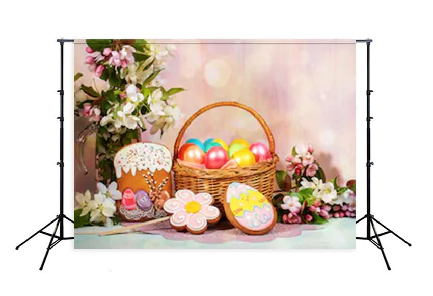 Spring Flowers Easter Eggs Photo Booth Backdrop SH099