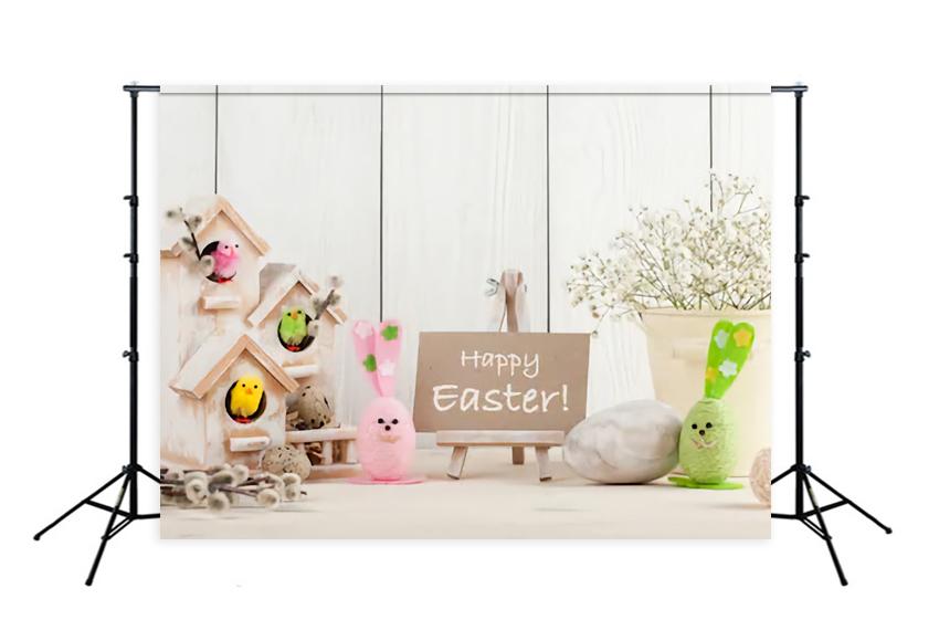 Happy Easter Day Bunny Easter Eggs Backdrop for Photography SH200