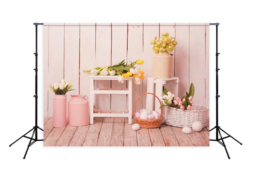 Easter Eggs Spring Flowers Backdrop for Photo Booth SH208