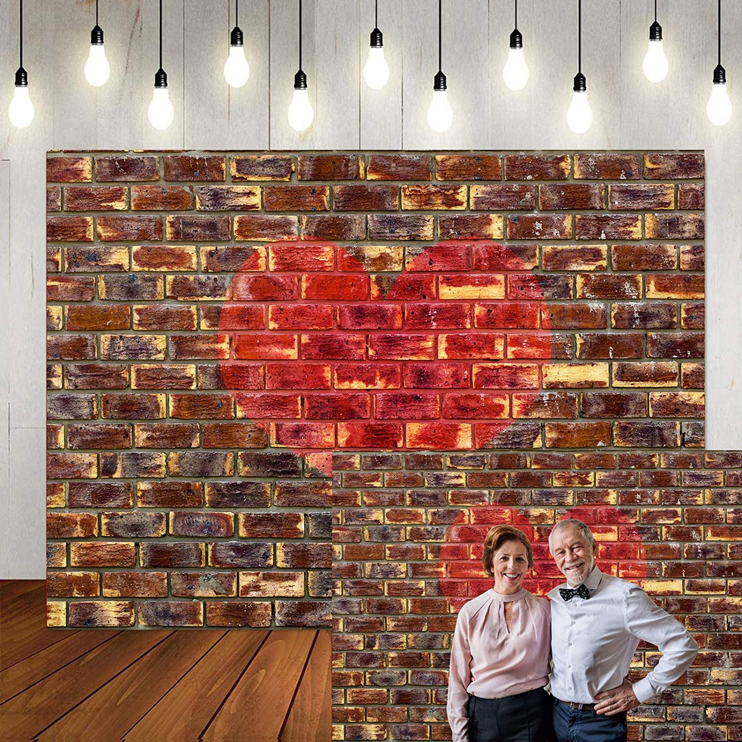 Saint Valentin amour coeur photographie toile de fond rétro mur de briques rouges VAT-39