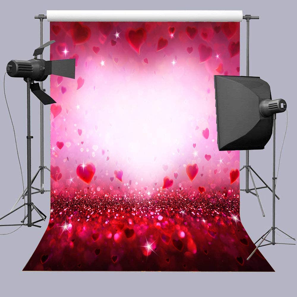 Toile de fond scintillante coeur rose rouge pour les photos de la Saint-Valentin VAT-41