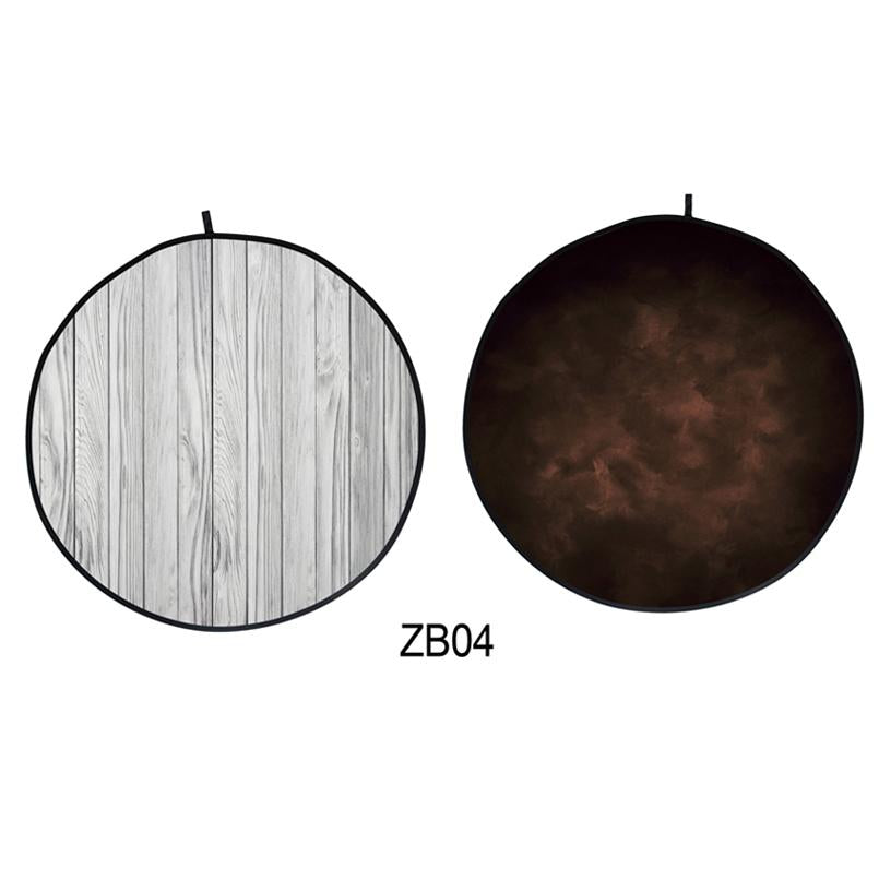 Collapsible Double-sided Round Abstract Texture/Wood Backdrop 5x5ft(1.5x1.5m) ZB04