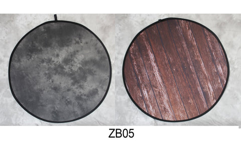 Texture abstraite noire ronde / toile de fond double face pliable en bois 5x5ft (1.5x1.5m) ZB05