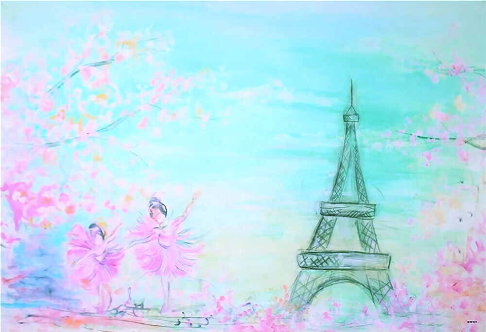 Toile de fond floraux d'anniversaire de Paris pour les accessoires de photomaton ZH-24