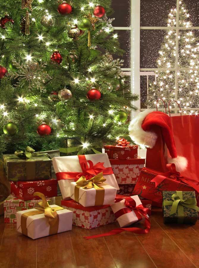 Scintillait Sapin de Noël Chapeau de Père Noël Toile de Fond de Photographie KAT-84