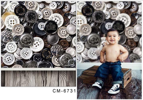 Black and White Buttons Backdrop  for Photography CM-6731