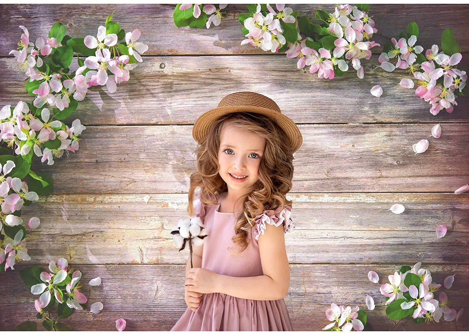 Toile de fond en bois de fleurs de printemps pour la photographie GC-202