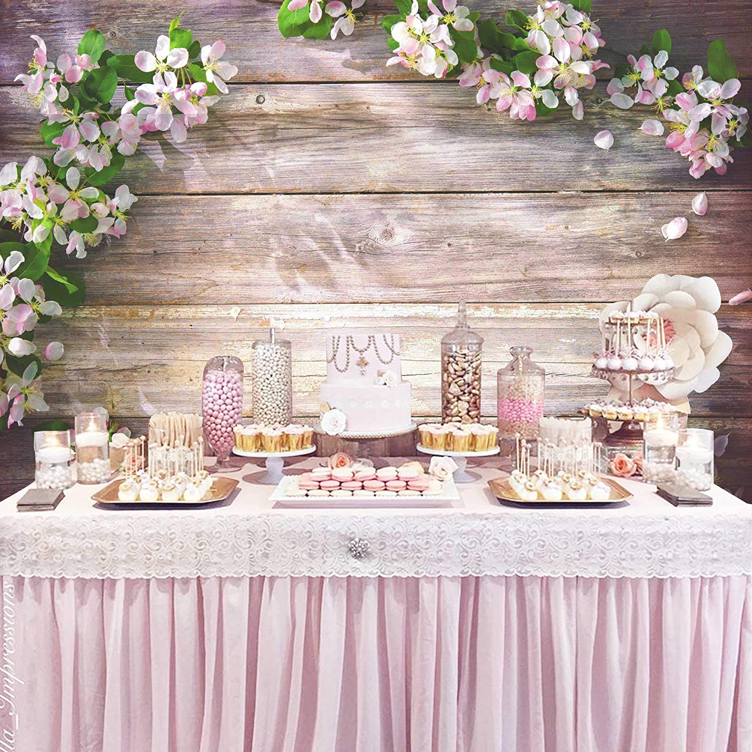 Toile de fond en bois de fleurs de printemps pour la photographie GC-202