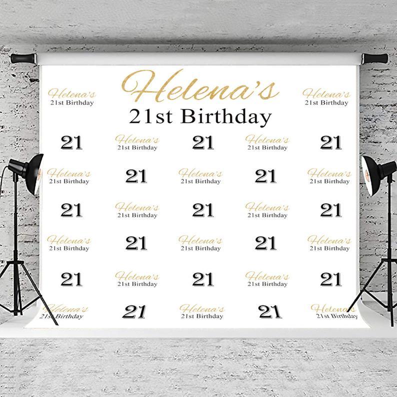 Toile de fond de bannière de 21e anniversaire personnalisé DBD18