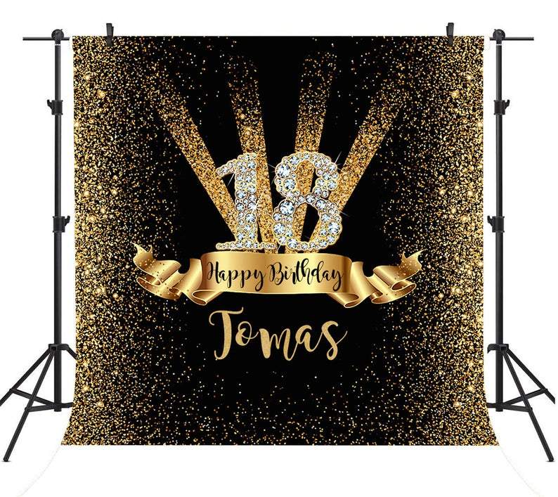 Toile de fond personnalisée Joyeux anniversaire 18ème fête d'anniversaire DBD19