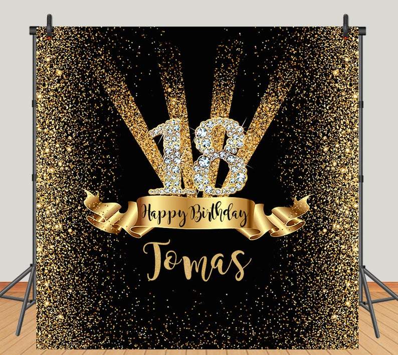 Toile de fond personnalisée Joyeux anniversaire 18ème fête d'anniversaire DBD19