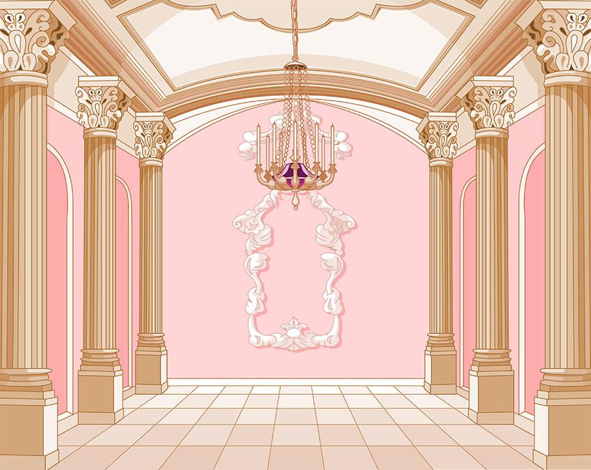 Palace Pink Wall Castle Droplight Photo Booth Backdrop LV-939