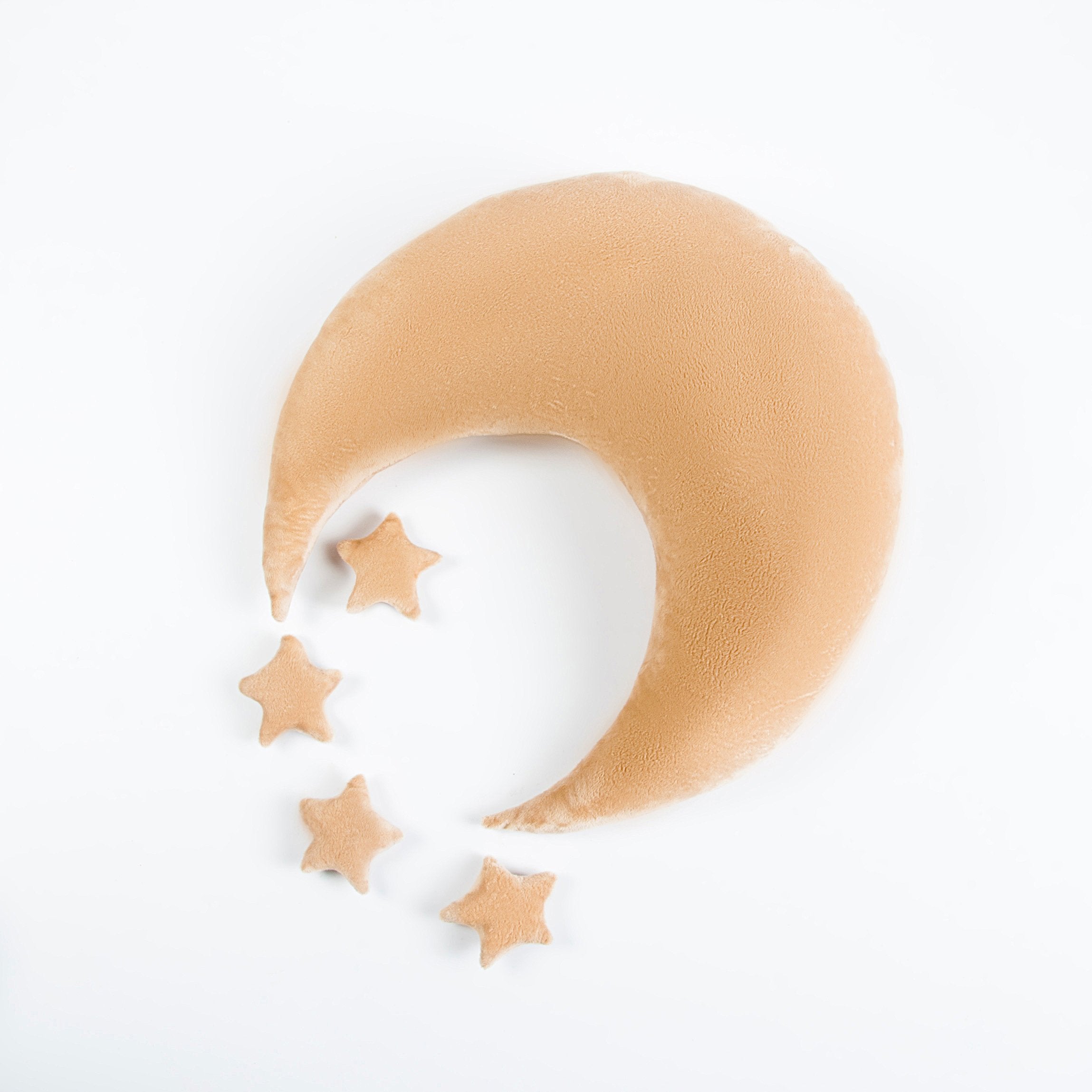 1+4pcs Nouveau-né Bébé Photographie Accessoire Toile de Fond Croissant de Lune Étoile en Peluche Oreiller Ensemble