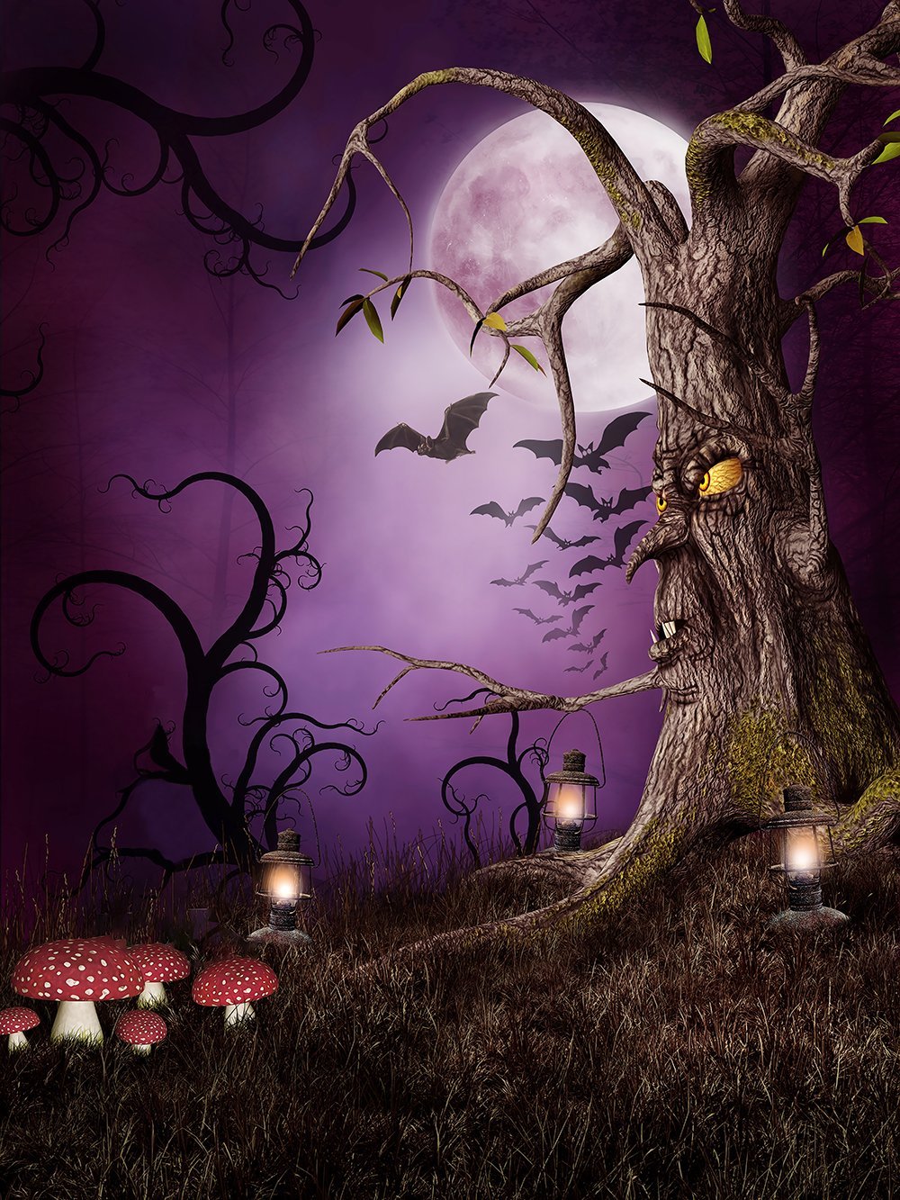 Toile de fond violete d'Halloween DBD-P19086