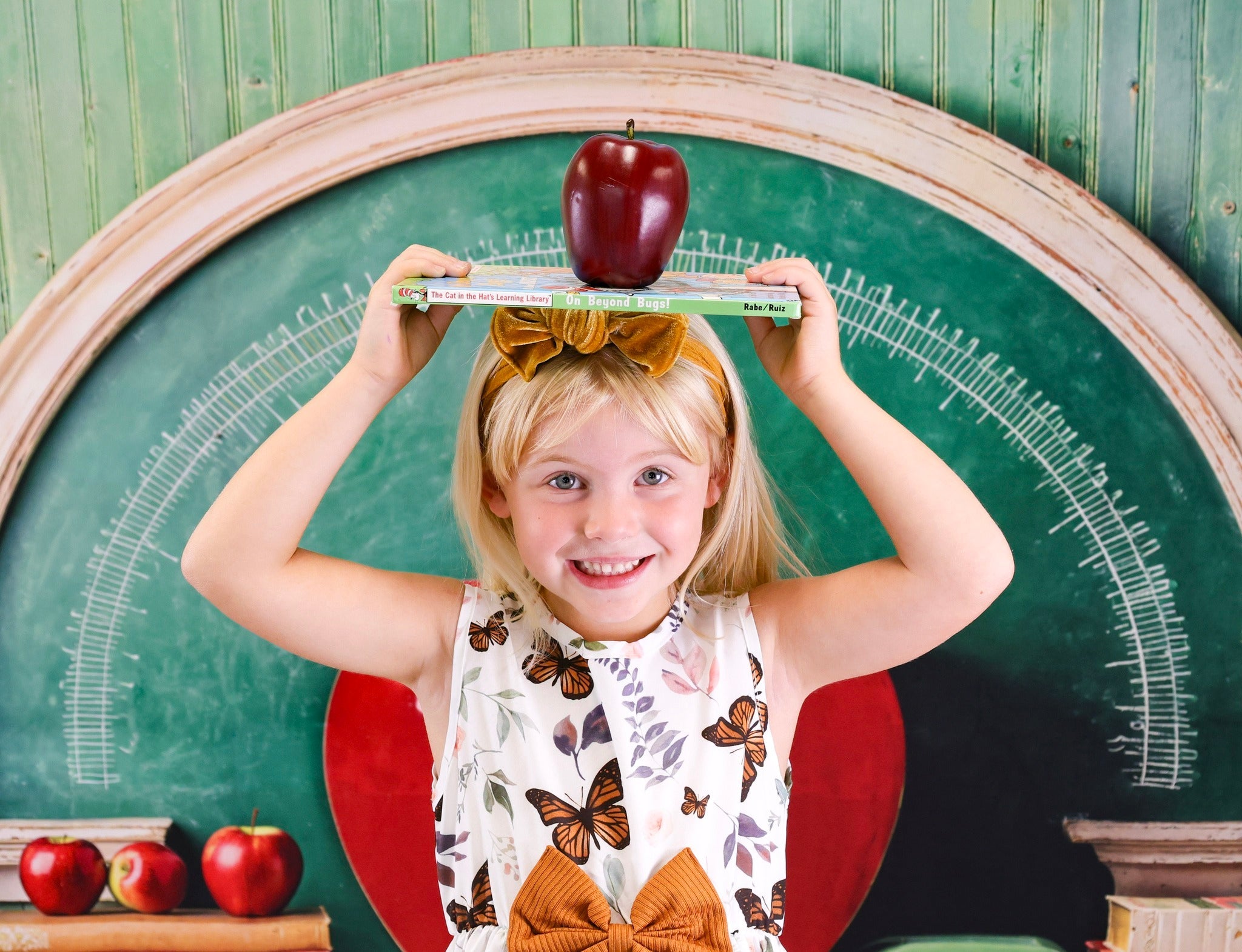 Toile de fond École Pomme Rouge Géante Salle de Classe Rentrée MRR9-76