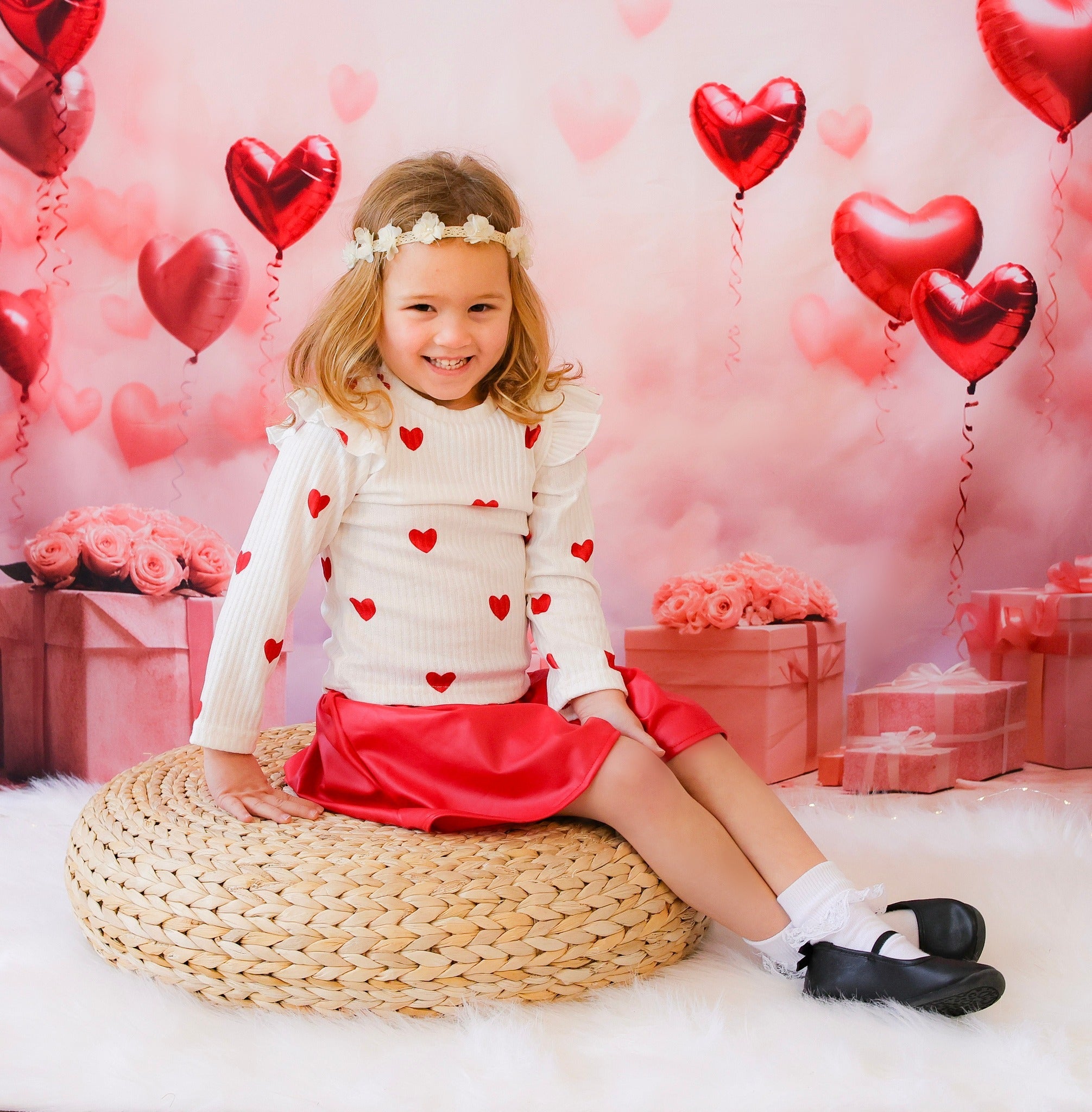 Toile de fond Saint-Valentin Ballons Cœur Romantiques Cadeaux Photographie MRR9-86