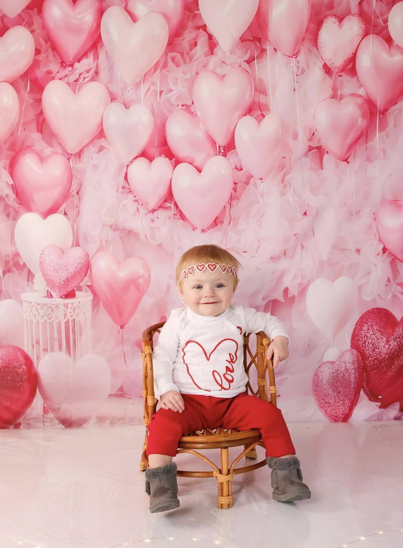 Toile de fond Saint-Valentin Mur Ballons Cœur Roses Saint-Valentin MRR9-88