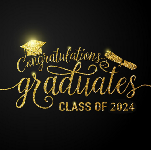 Toile de fond de Graduation Félicitations Or et Noir Classe de 2024 Photo SH-253