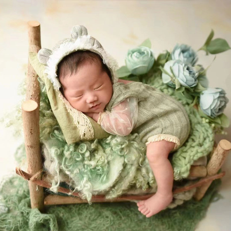 Nouveau-né Bébé Mignon Ensemble de fleurs en dentelle tricoté avec coiffe CL1