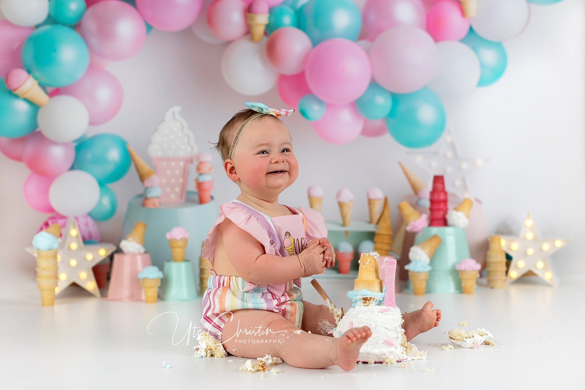 Toile de fond Smash Cake Bonbons Ballons Glace Fête Anniversaire MRR9-42