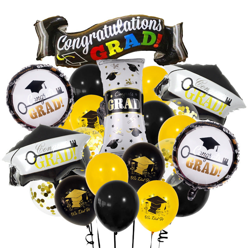 Ensemble de Ballons Noir et Or pour Fête de Remise des Diplômes BA34