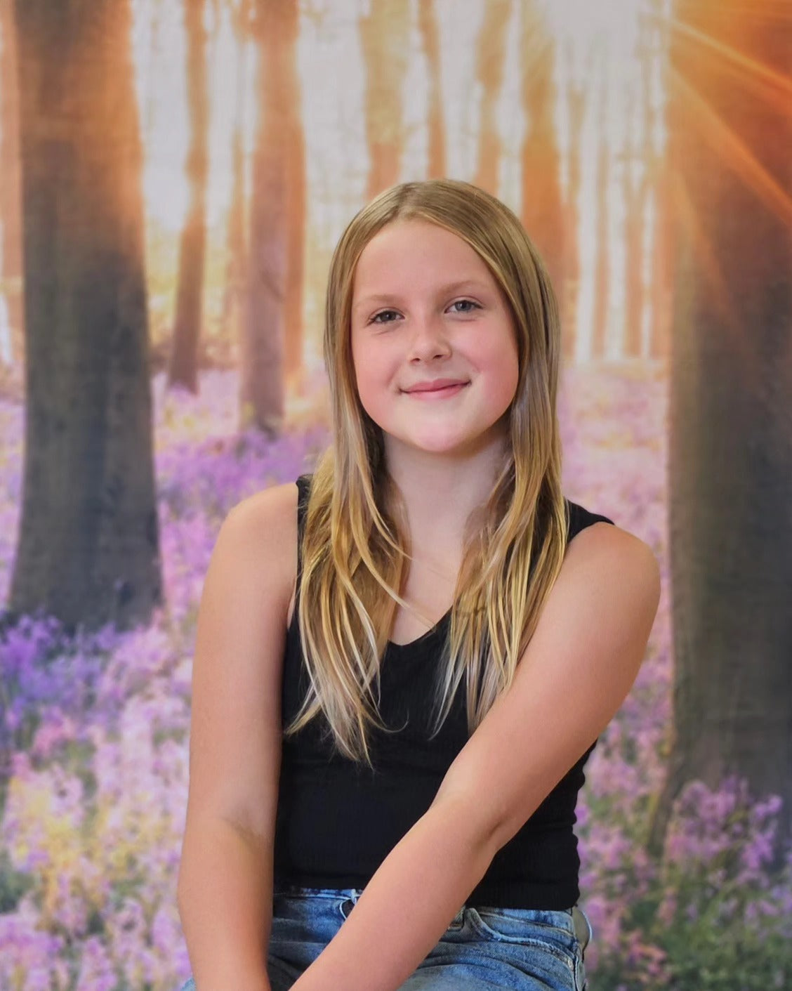Paysage Forestier Sunshine Purple Flowers pour Studio Photo Shoot KAT-71