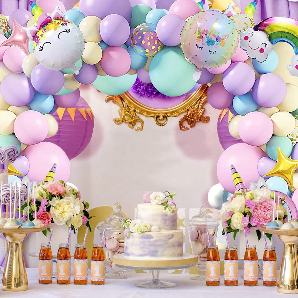 Chaîne de Ballons Macaron Licorne pour Anniversaire BA16