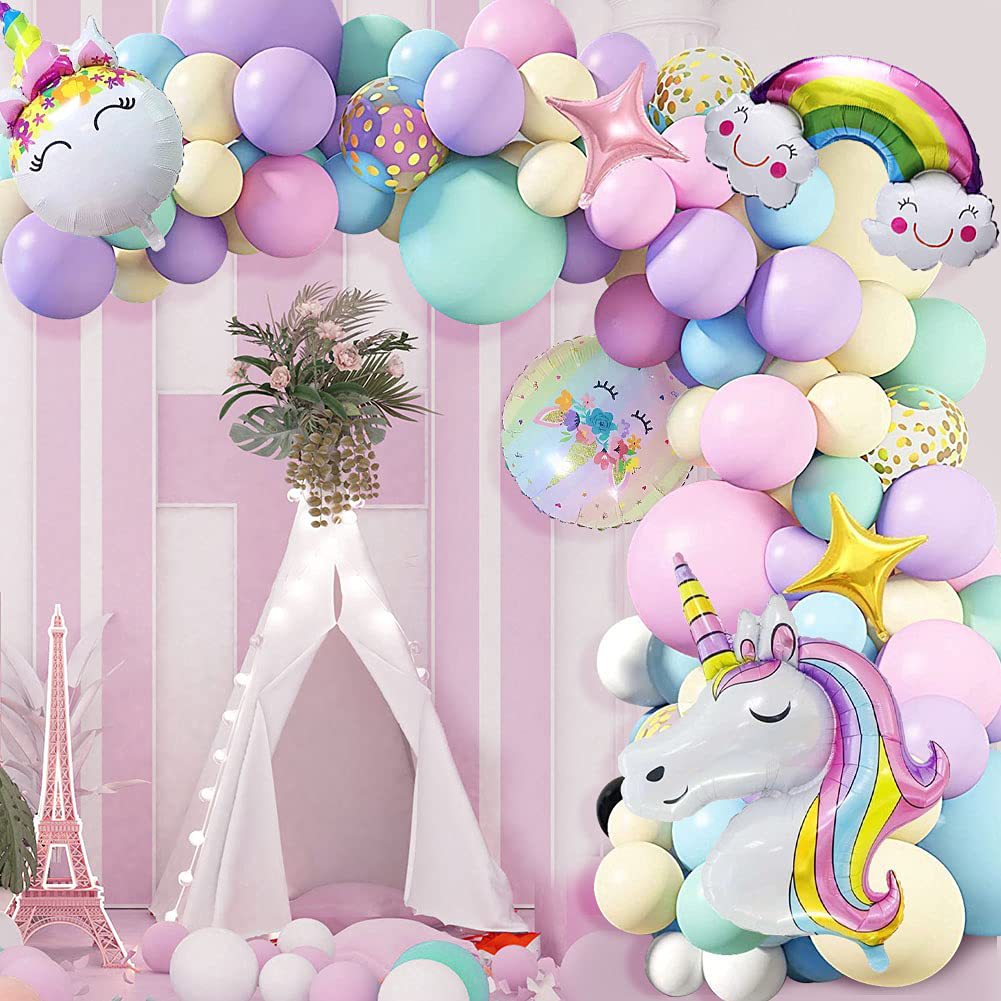 Chaîne de Ballons Macaron Licorne pour Anniversaire BA16