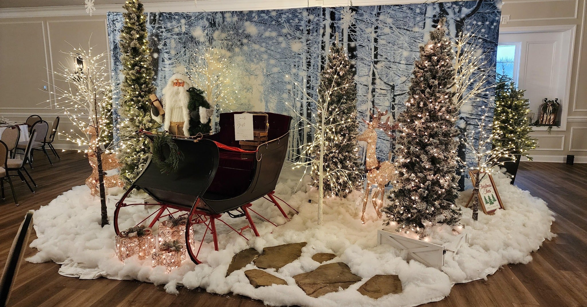 Toiles de Fond de Noël de Scène de Neige de Forêt Blanche Gx-1070