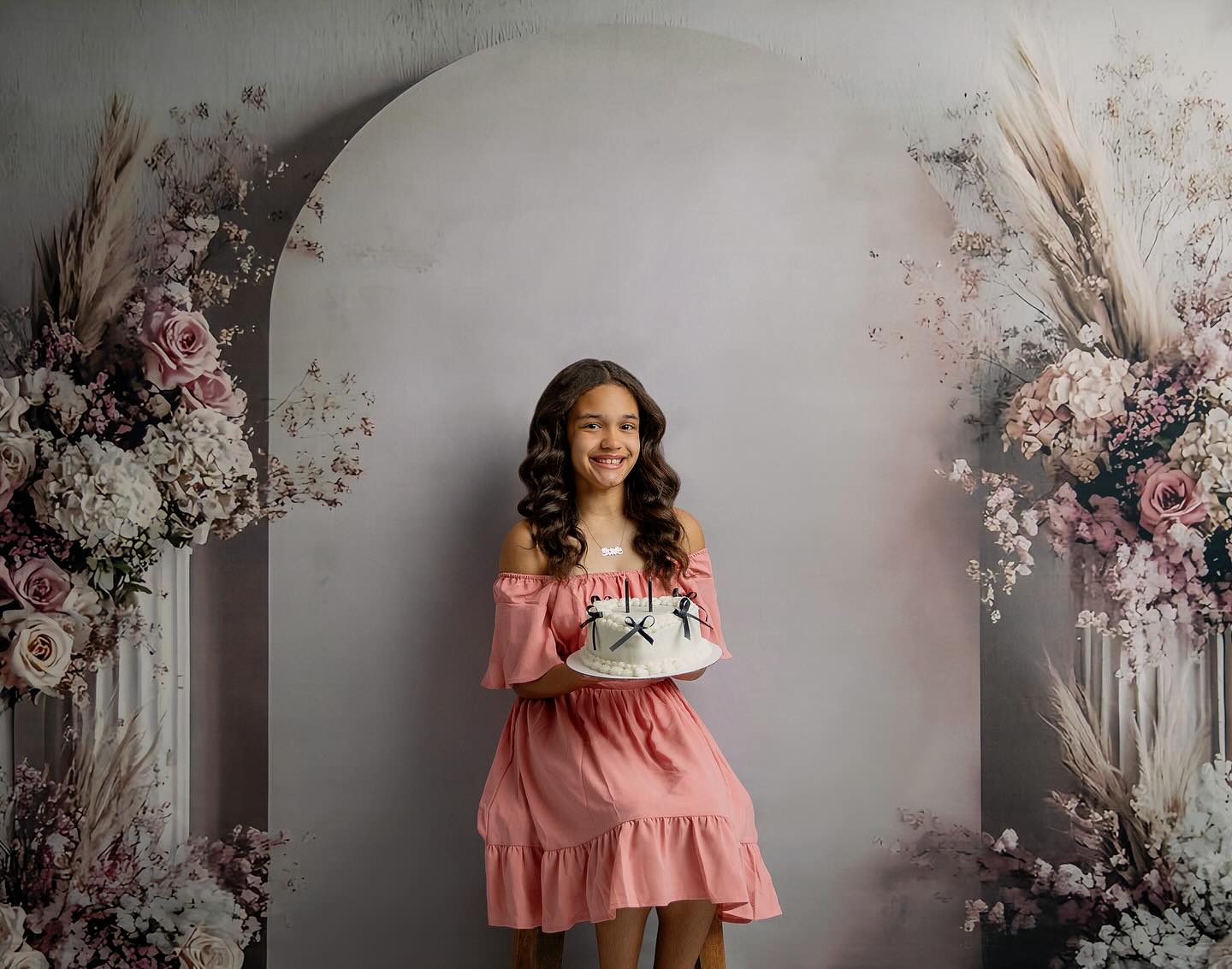 Fond Photo Floral Arche Élégante de Fleurs Roses BRP2-80