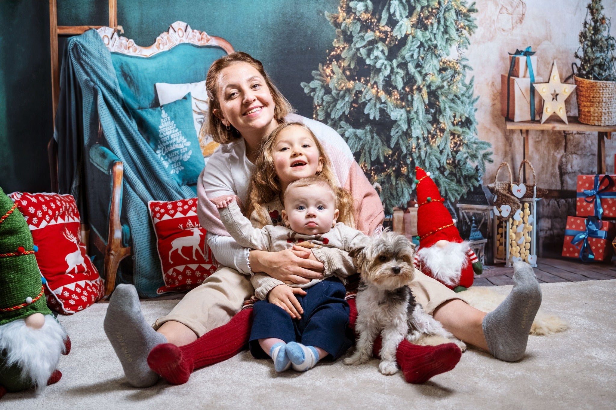 Toile de Fond Émeraude Salle décorée Arbre de Noël Gx-1098