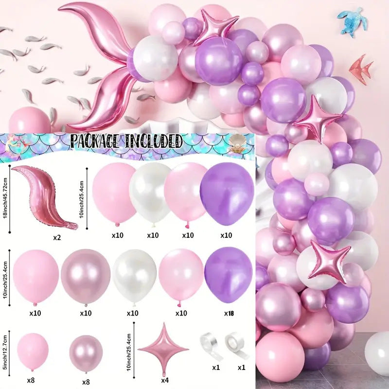 Guirlande de Ballons Queue de Sirène Rose pour Fête de Bébé BA41