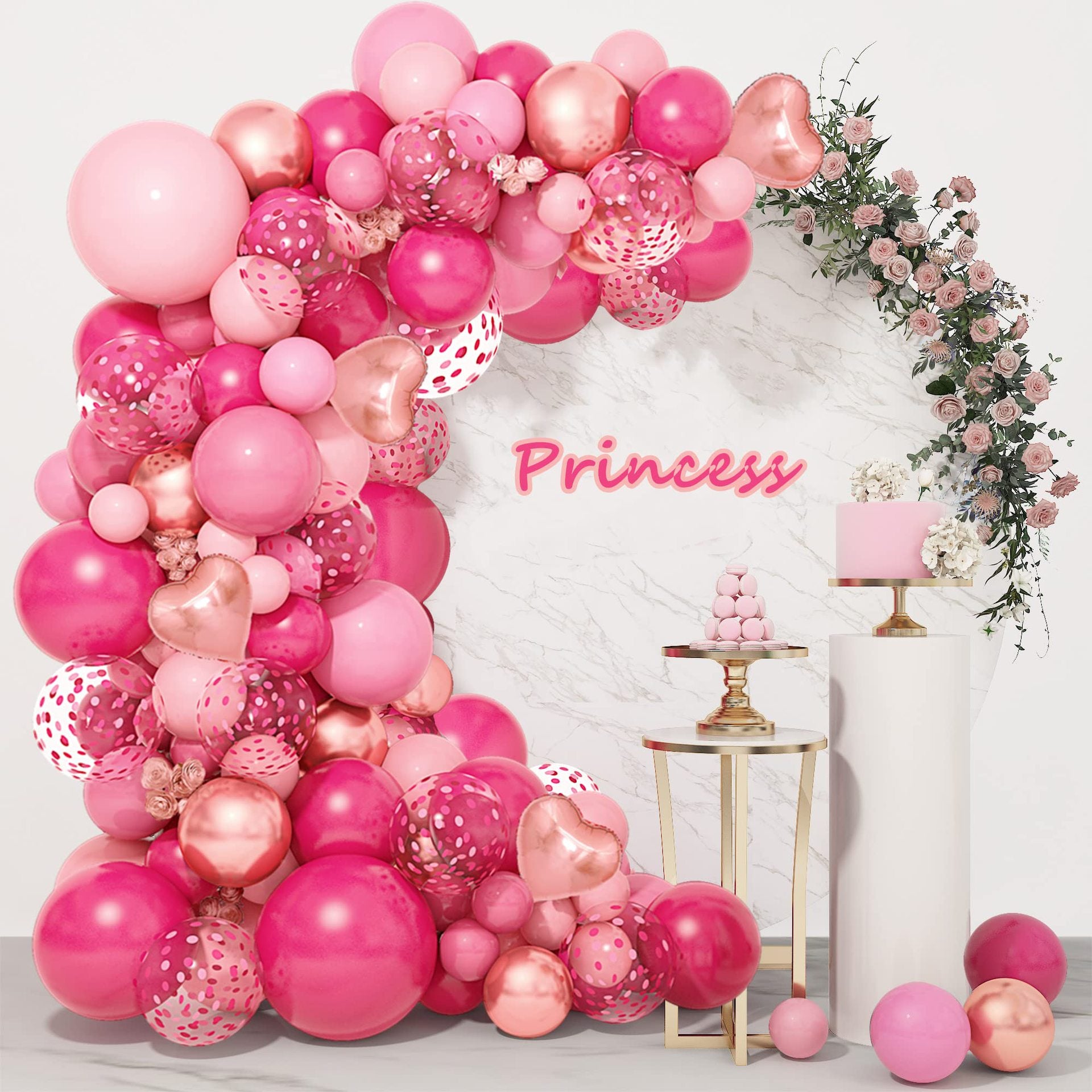 Chaîne de Ballons Coeur Rose Gold pour Thème de Mariage BA15