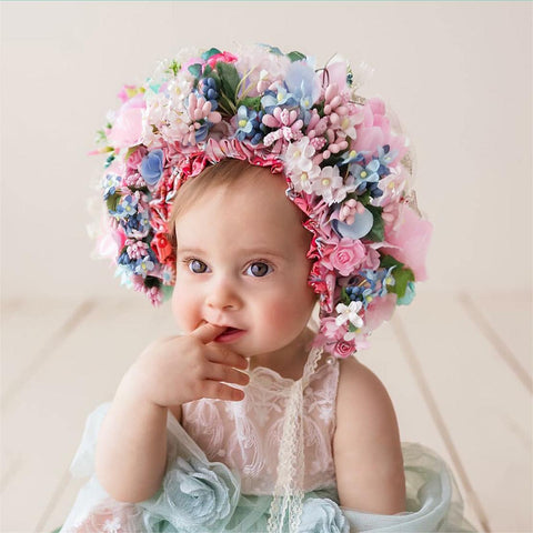 Accessoires pour la photographie de nouveau-nés Coiffe combinée de fleurs colorées TS1