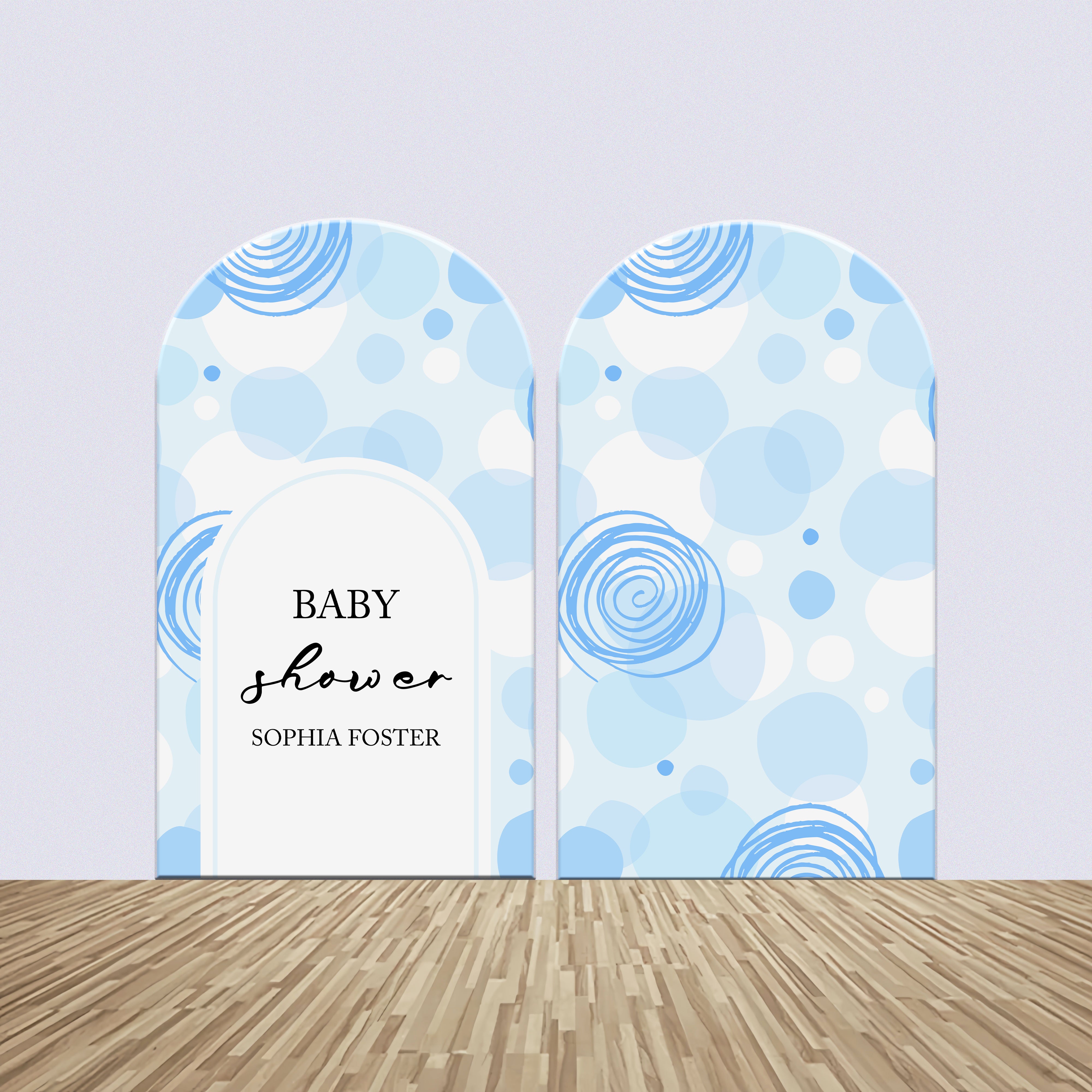 Kit de Toile de fond Arch Personnalisable Baby Shower Moderne Minimaliste Bleu BRP2-189