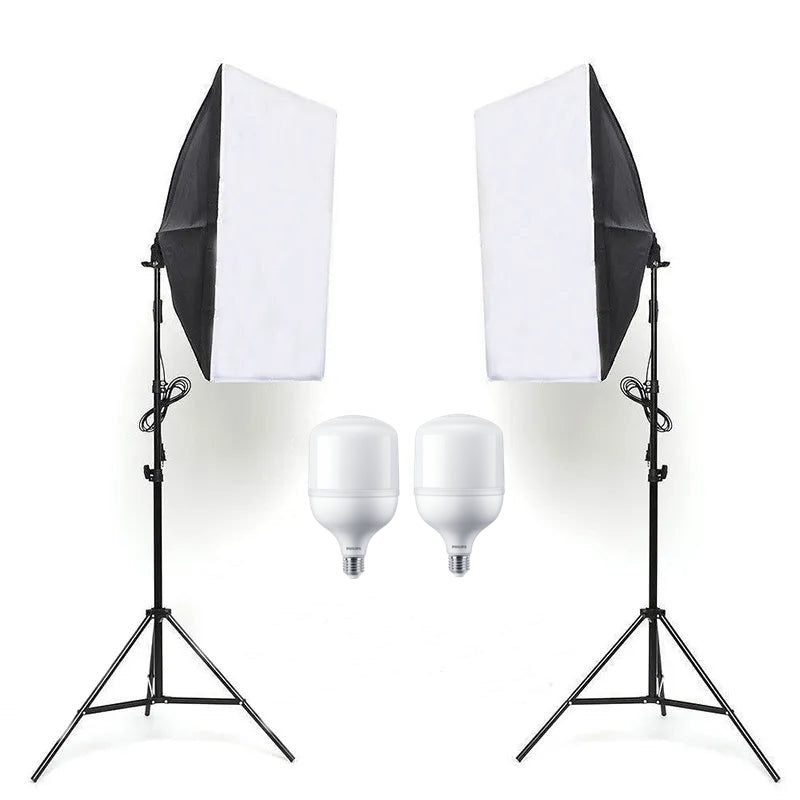 Photographie Lumière 2 Pièces Kit d'éclairage Softbox avec 185W Ampoules  BP1691