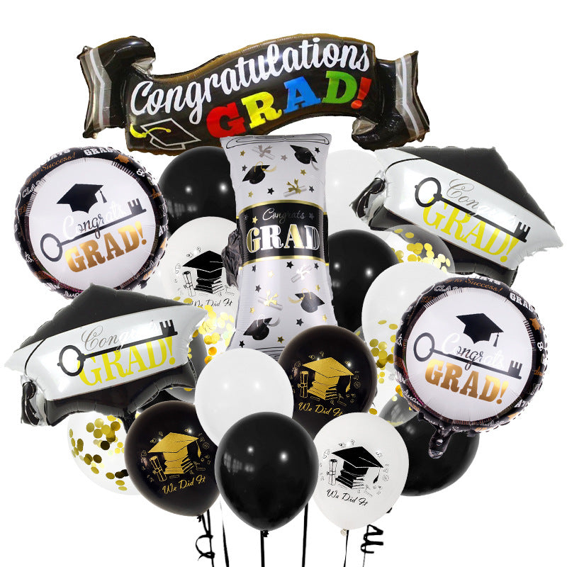 Ensemble de Ballons Noir et Or pour Fête de Remise des Diplômes BA34