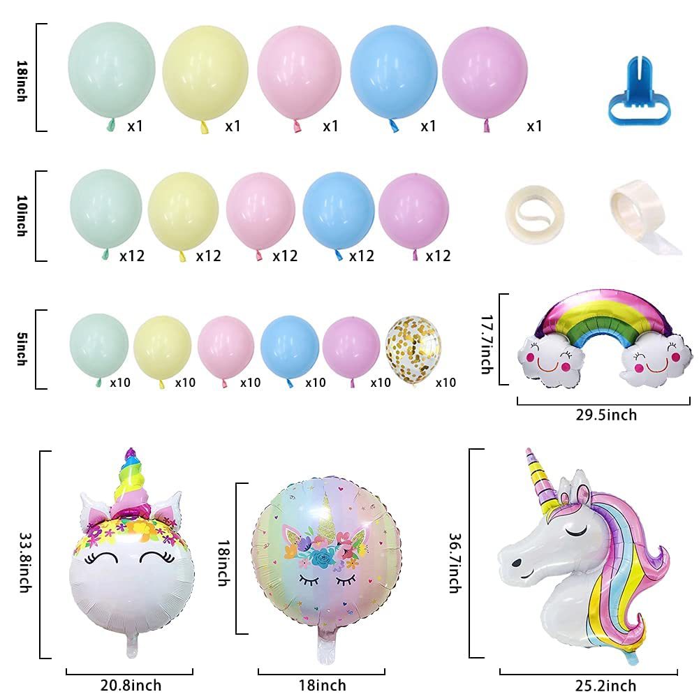 Chaîne de Ballons Macaron Licorne pour Anniversaire BA16