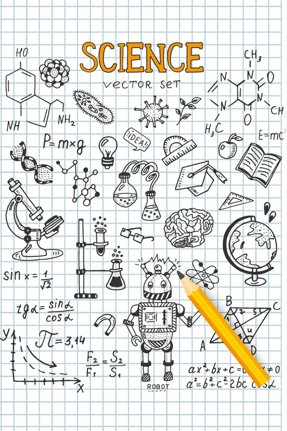 Toile de Fond de Photographie de Cahier de Sciences pour la Rentrée Scolaire BRP7-30