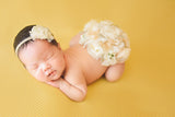 Accessoires de photographie pour nouveau-né Robe à pompon fleurie pour bébé fille (avec coiffe assortie) CL3