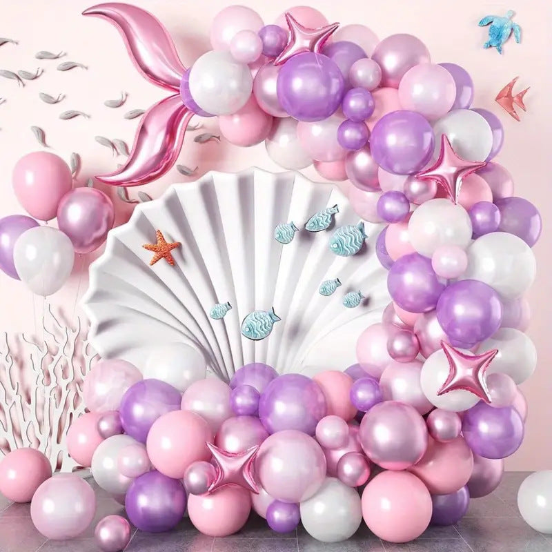 Guirlande de Ballons Queue de Sirène Rose pour Fête de Bébé BA41