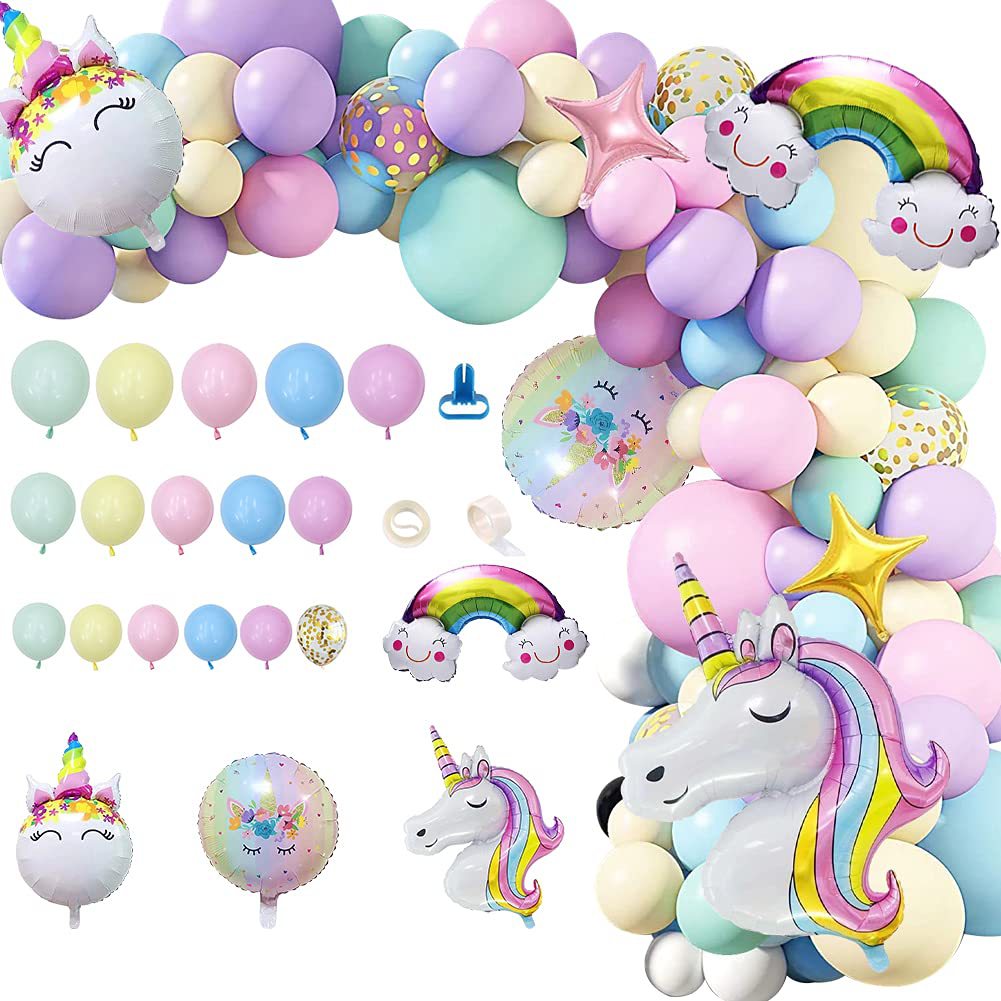 Chaîne de Ballons Macaron Licorne pour Anniversaire BA16