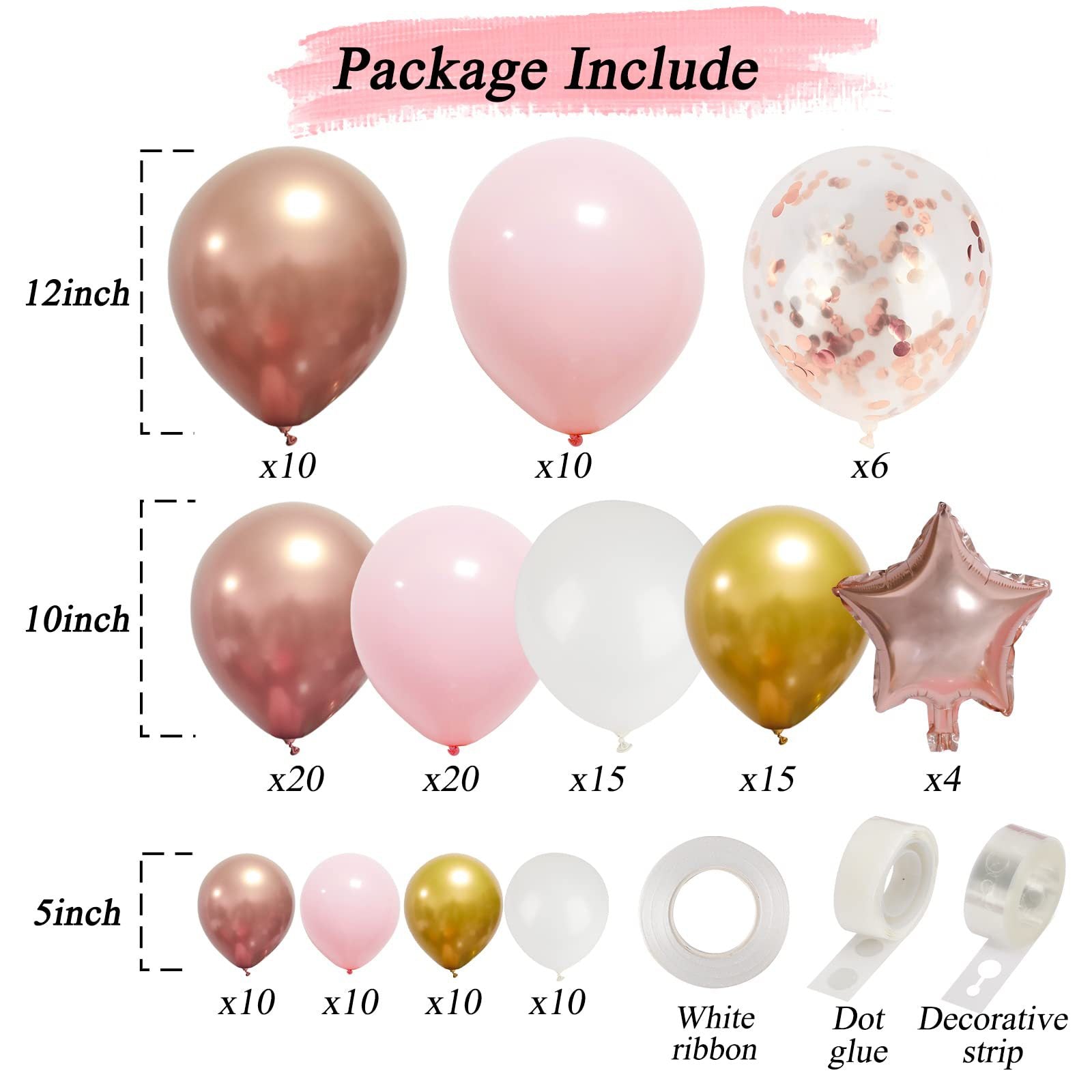 Chaîne de Ballons Rose Gold pour Mariage BA12