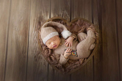 Esthero Accessoire de photographie pour nouveau-né en forme de coeur en bois SYPJ4